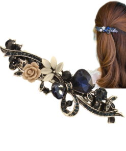 Luxury Crystal Hair Clip Opal Leaf Resin Flower Headwear Jewelry
