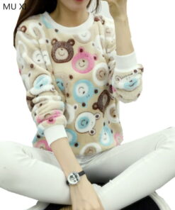Cute panda hoody sweatshirt for Women high quality Flannel pullover