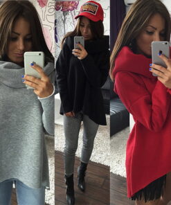 Women Winter Hoodies Scarf Collar Long Sleeve Fashion Casual Sweatshirts