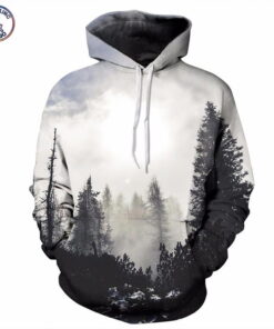 Thin Sweatshirts With Hat 3d Print Trees Hooded Hoodies Tops Pullovers
