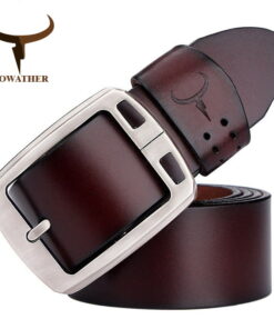 cowhide genuine leather belts for men pin buckle vintage