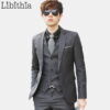 (Jacket+Pant+Tie) Luxury Men Wedding Suit Male Blazers Slim Fit Suits