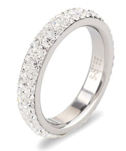 three row clear crystal Stainless steel rings Made with Genuine CZ Crystals