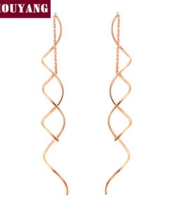 Simple Spiral Ear Line Rose Gold Color Earrings Jewelry