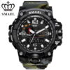 Sports Watches Men Dual Time Camouflage Military LED Digital