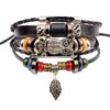 Punk Vintage Rope Handmade Bead Woven Owl Leather Bracelets